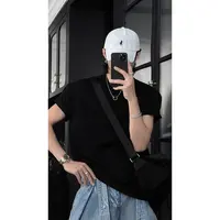 龙叨叨夏季新款潮流纯色简约美式廓形纯棉百搭圆领短袖T恤