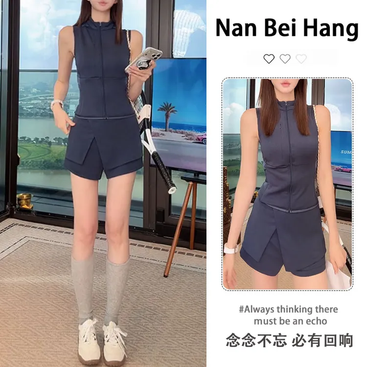 南北行【东京高尔夫套】2026夏双C蝴蝶背后背口袋上衣短裤运动套装