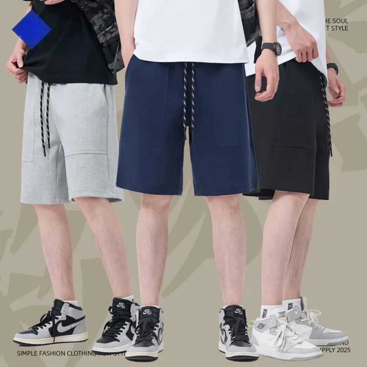 男装2025夏季短裤宽松纯色街头潮流五分裤休闲百夏季直筒运动短裤