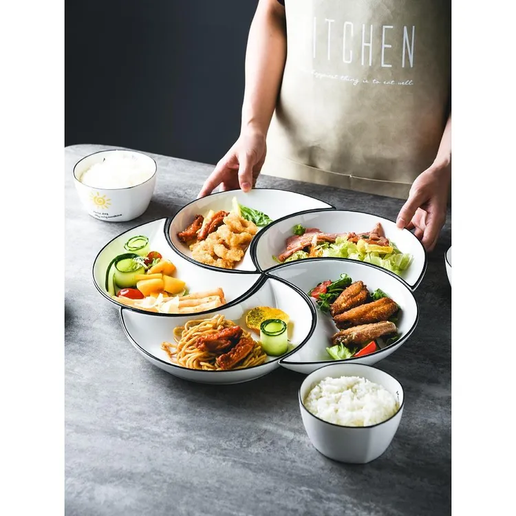 创意个性网红月亮盘子组合月牙拼盘餐具套装陶瓷菜盘家用奇形碟子