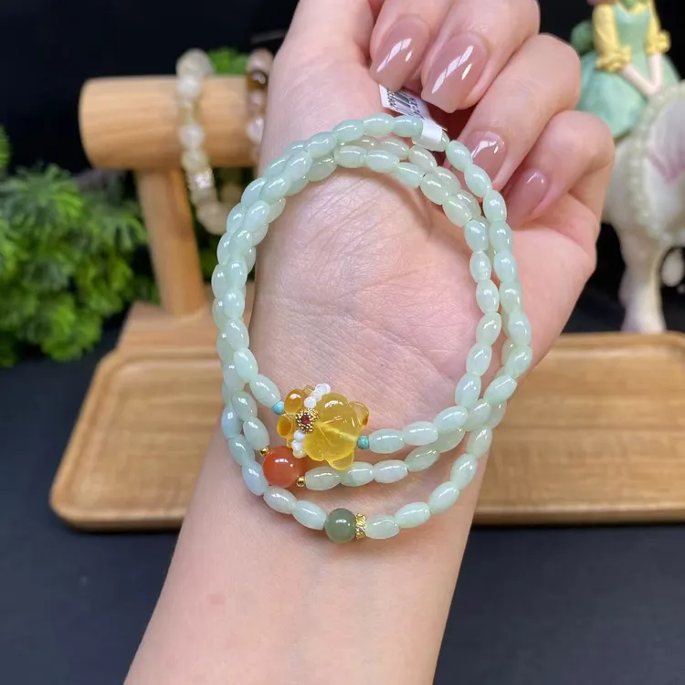 【小米粒翡翠4m手串】A1072搭配南红蜜蜡小熊简约简约风绿色民族风