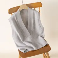 【双股】数兰朵100%羊毛柔软时尚针织马甲 V领保暖宽松无袖坎肩