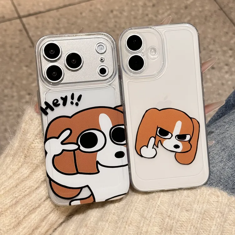 卡通比格多栋情侣手机壳适用苹果17p太空壳16pro小米华为15可爱