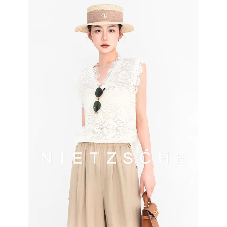 Nietzsche｜清凉蕾丝｜遮副乳！轻盈温柔美 无袖精致女上衣背心61770