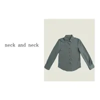 【 neck and neck 】“ 法式摩登 ” 格纹撞色翻领长袖衬衣衬衫上衣