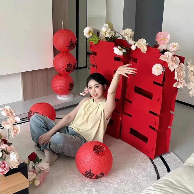 菲寻超大立体喜字落地摆件结婚客厅装饰品订婚礼婚房布置囍字拍照