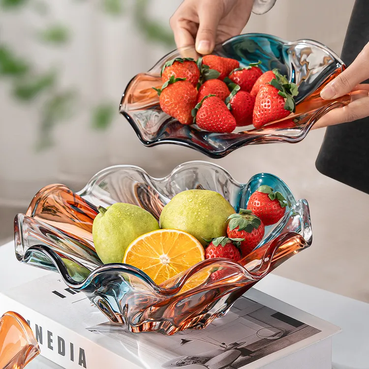 2025新款欧式水果盘现代客厅茶几家用轻奢零食糖果盘水晶玻璃果盘