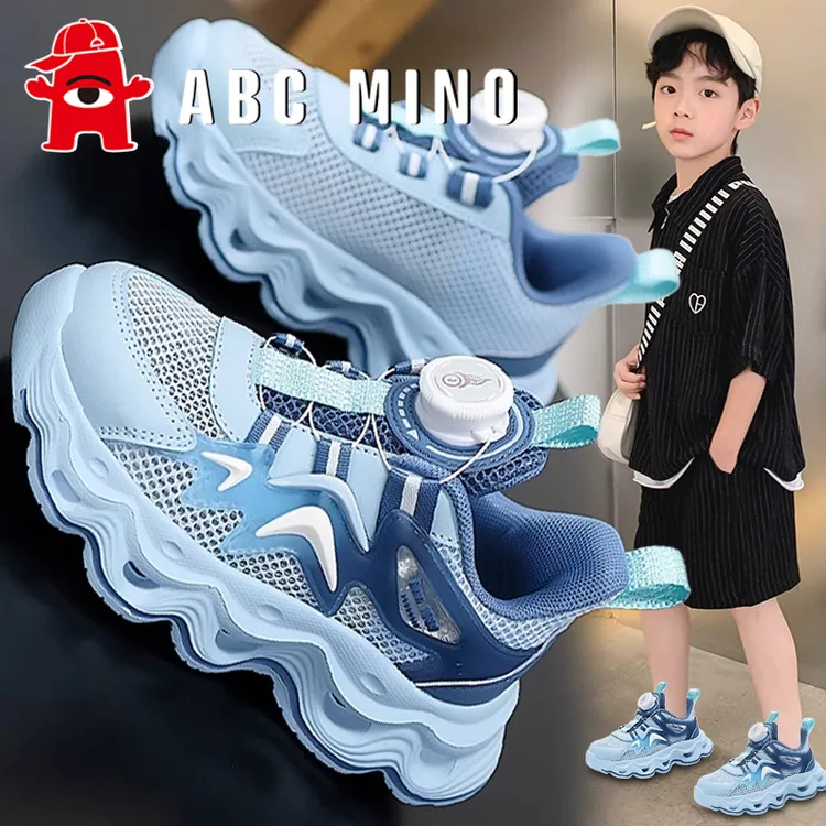 ABC MINO男童运动鞋夏季新款厚底减震儿童跑步鞋男孩旋转扣单网鞋