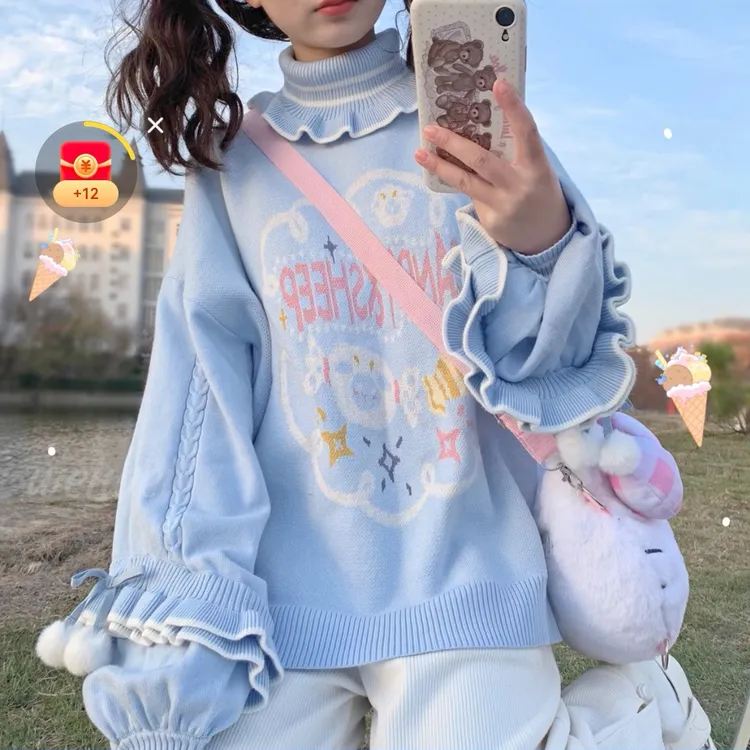 mingyiji/铭依记秋冬再版羊咩咩  少女可爱秋冬Lolita毛衣内搭