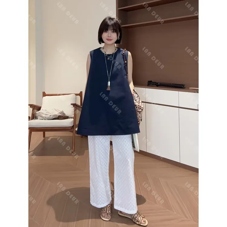 【雾海丁香】雕孔绣花长绒棉40支立体肌理小众设计感时尚休闲裤子女