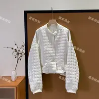 喜樂  2025方格绗线夹棉棒球领棉服外套秋季新款纯色简约休闲女士