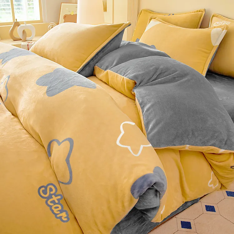 牛奶绒冬天珊瑚绒加绒被套单件双面毛绒被罩150单人180x200法兰绒