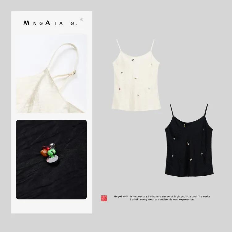 MNGATA G.宫小妍【彩石吊带】醋酸入夏穿搭新中式中国风吊带4122013