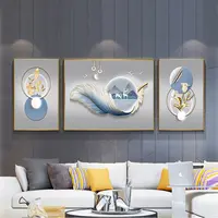 【升级款】《羽鹿相伴》客厅沙发三联挂画晶瓷装饰画壁画挂墙KT51