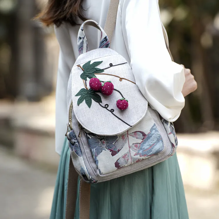 双肩布包民族风背包手工包文艺清新非遗手工刺绣包时尚百搭休闲
