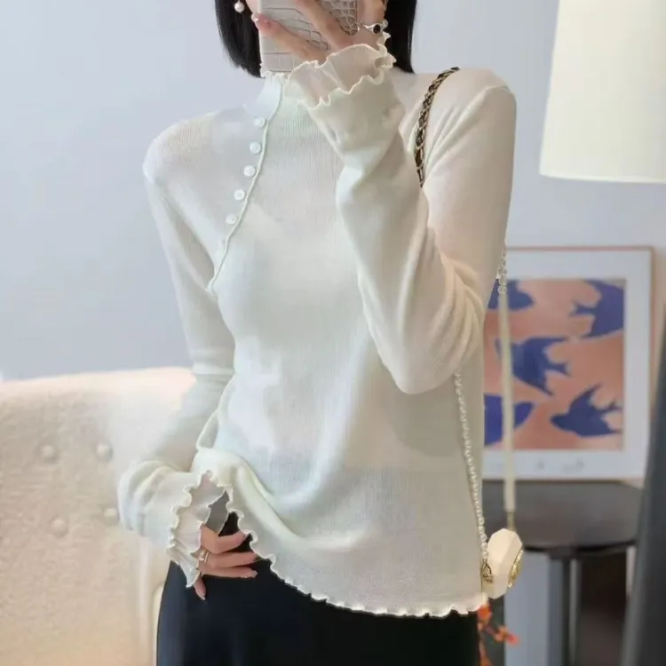 2025秋冬新款韩系显瘦百搭修身针织上衣LK2507997