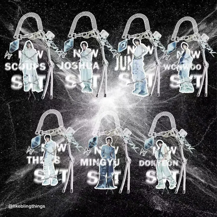 seventeen新巡限定银白绑带挂件包挂钥匙扣svt无限冰块蓝色logo