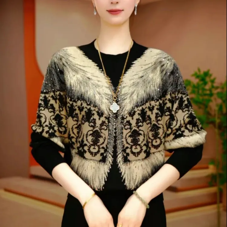 三色长袖上衣女显瘦显白百搭印花圆领减龄气质洋气1110/1018/1019