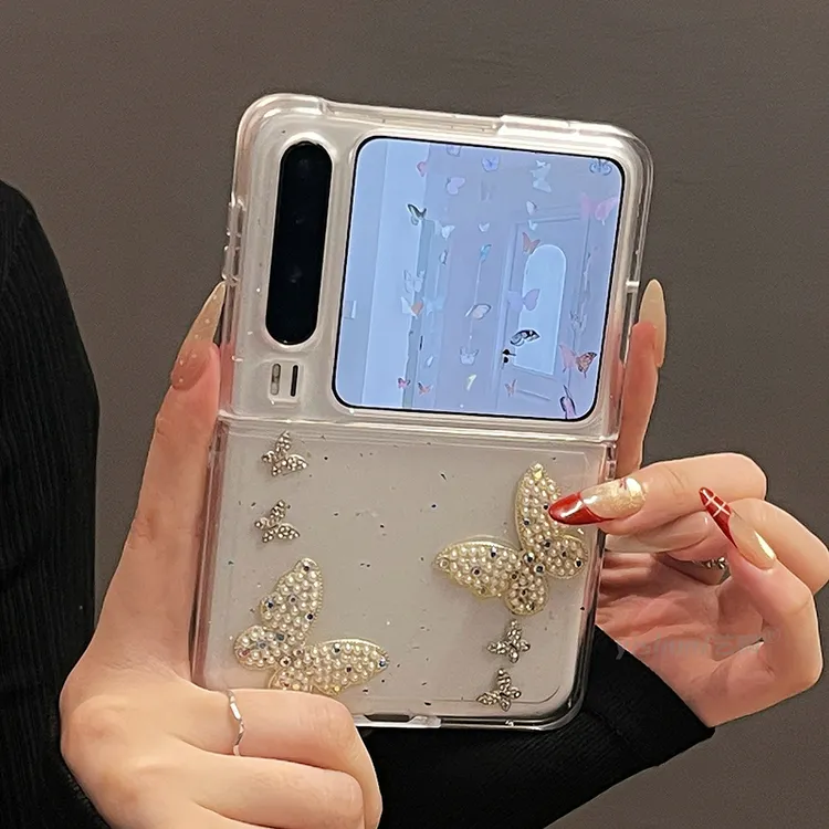 小众ins风珍珠蝴蝶适用华为PuraX折叠屏手机壳p50pocket2名媛风