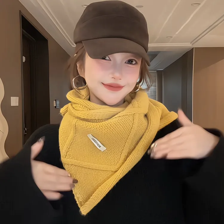 秋冬氛围感围巾新款百搭针织韩系情侣秋冬加厚保暖交叉巾围脖