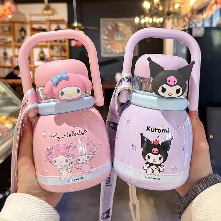 三丽鸥库洛米儿童保温杯女孩可爱大肚吸管水杯小学生上学专用水壶