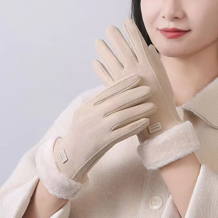 新疆西藏包邮女士秋冬加绒加厚保暖触屏手套骑行开车防风防寒适用