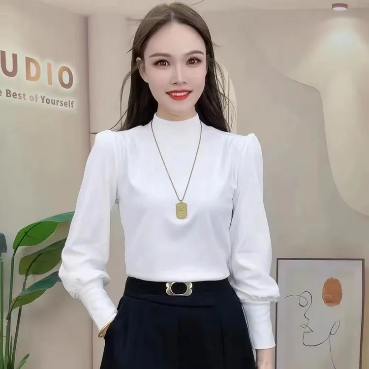 洋气半高领双面一体绒内搭保暖打底衫女厚2025新款百搭减龄上衣