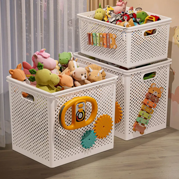 儿童玩具收纳箱家用宝宝推车收纳筐大容量可叠加毛绒娃娃储物筐子