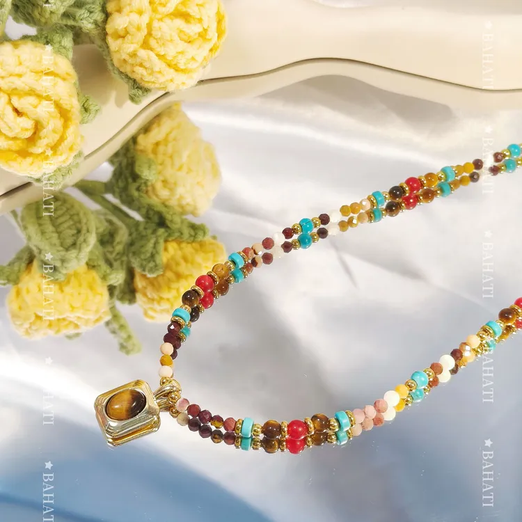 钛钢项链 重工彩色时尚复古设计感项链