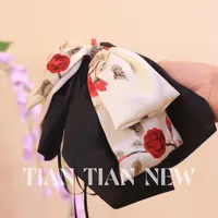 A005优雅玫瑰印花马尾夹复古贵气典美高级感小众百搭半扎发鲨鱼夹