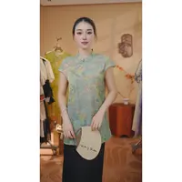 【青岚】网红盘扣时尚国风夏款女装圆领贵气小衫