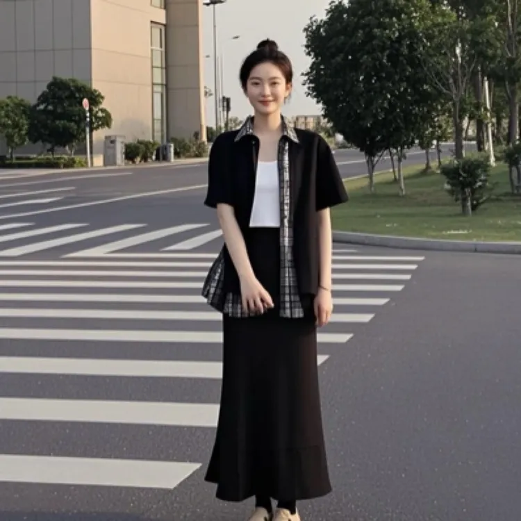 2025夏季新款高腰A版小鱼尾修身遮肉半身裙简约百搭18