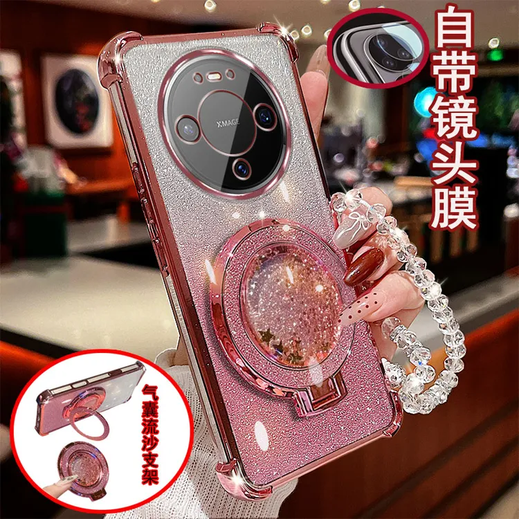 适用华为mate80手机壳VYG-AL00镜头全包边防摔保护套奢华流沙支架