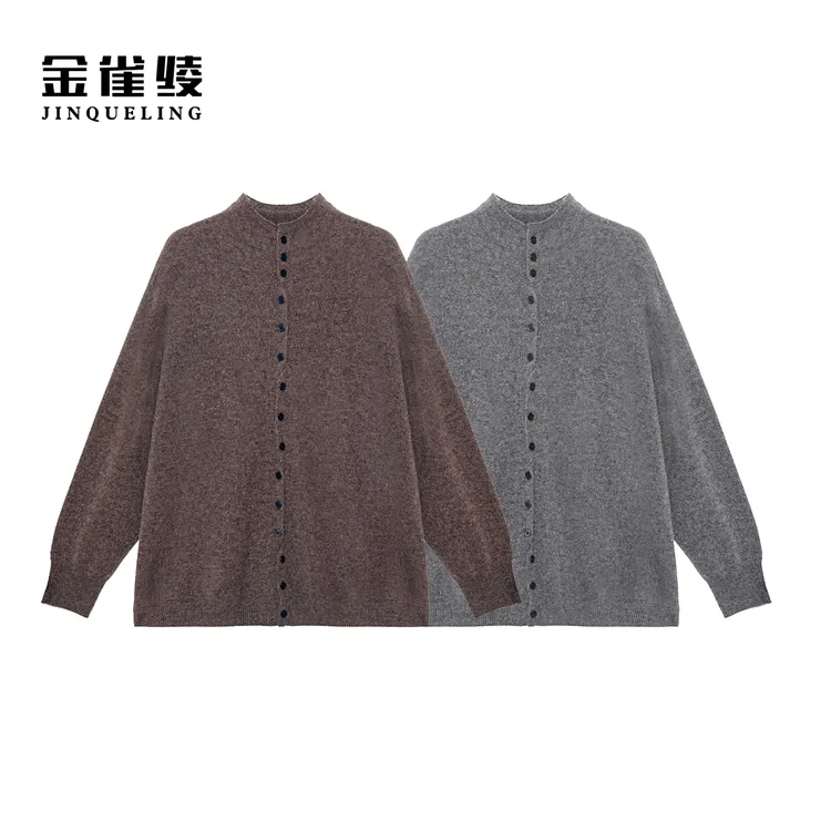 金雀绫【冬日暖绒】100山羊绒亲肤百搭加宽加大羊绒开衫SZAK3TZJ110