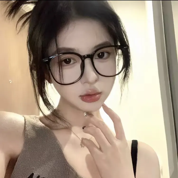 网红冷茶色系近视眼镜男女可配度数大框方圆脸防蓝光素颜眼镜