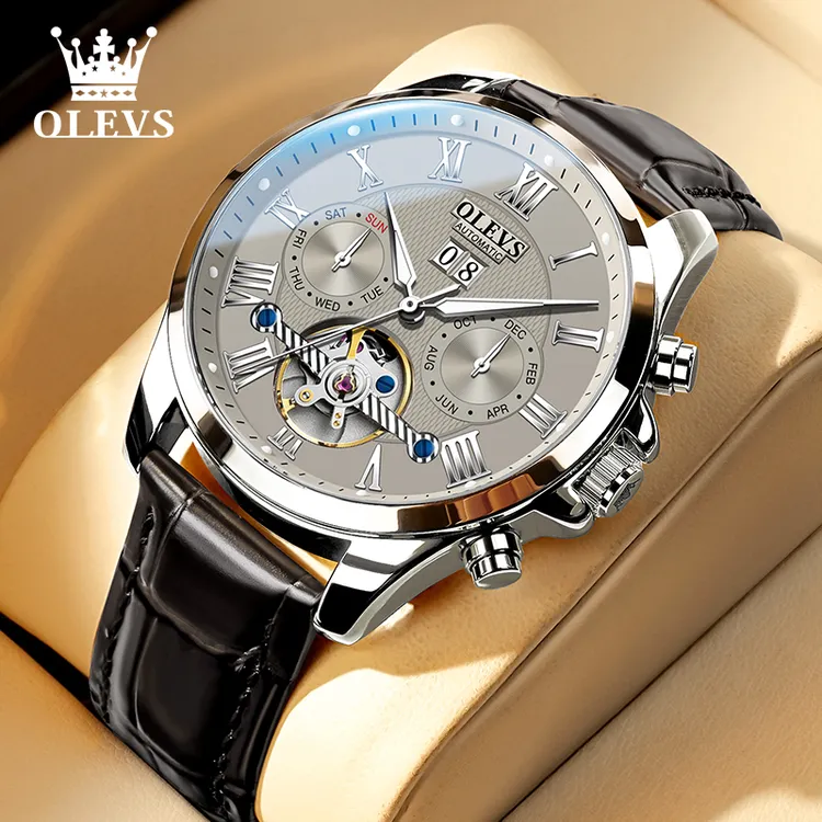 正品欧利时男士全自动机械表认证防水耐刮多功能时尚镂空腕表7085