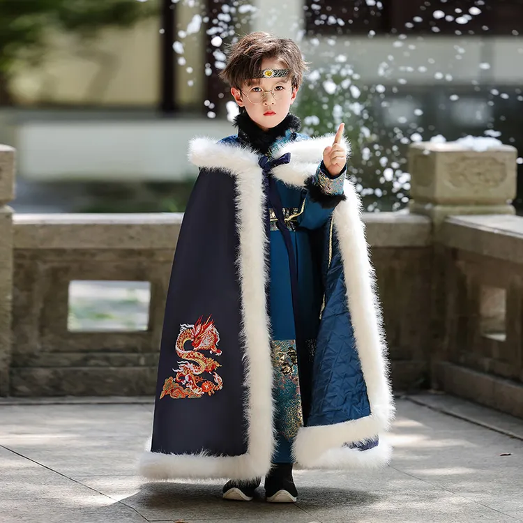 男童汉服秋冬2025新款儿童古风唐装冬季中国风男孩古装加厚拜年服