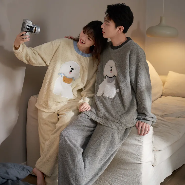 思莉太太情侣睡衣加厚加绒女款甜美可爱大学生保暖大码男士家居服