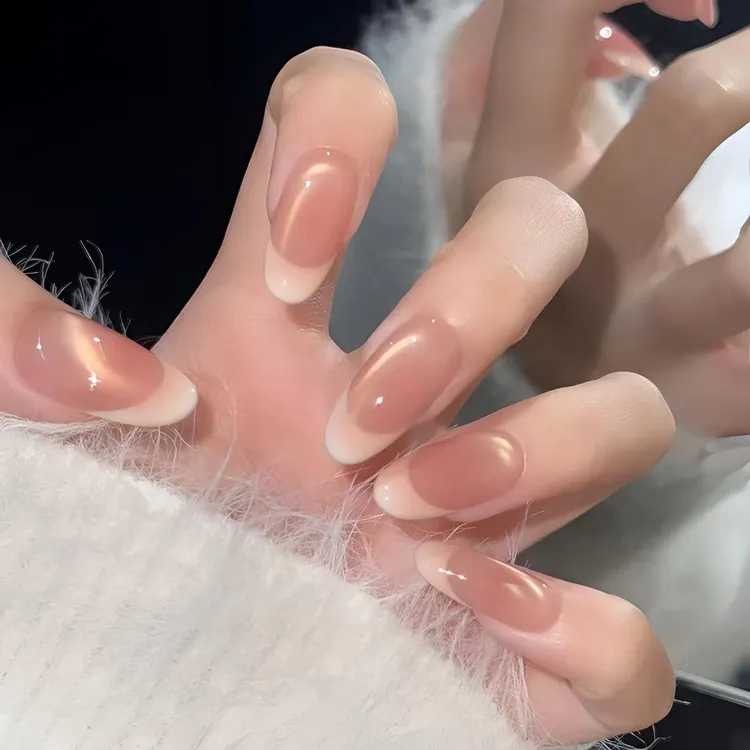 【可可慕斯】秋冬温柔腮红裸色猫眼美甲款式推荐2025爆款手工穿戴甲