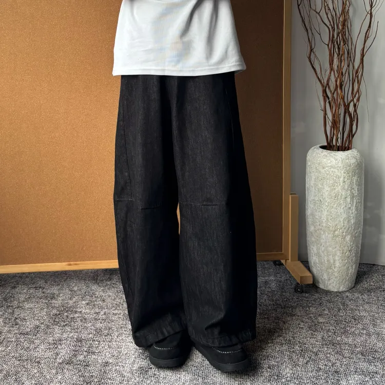 RIGOCOKN美式水洗vibe弯刀裤宽松廓形复古解构牛仔裤男女同款