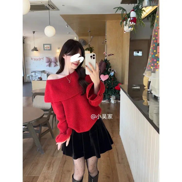 「小吴家」【新年系列】氛围感针织毛衣女秋冬巨好看韩系可外穿内搭