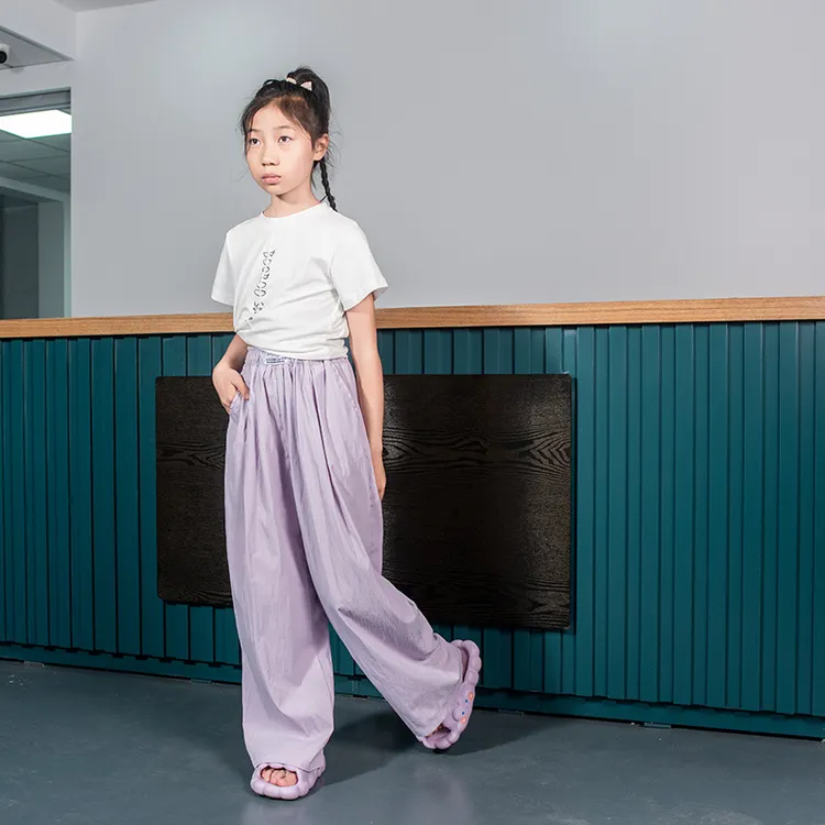 儿童裤子女童夏季薄款长裤中大童冰丝山本裤学生装宽松直筒休闲裤