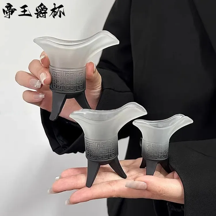 磨砂渐变帝王搞怪创意仿古爵杯家用复古秦始皇茶杯古代天青绿家用