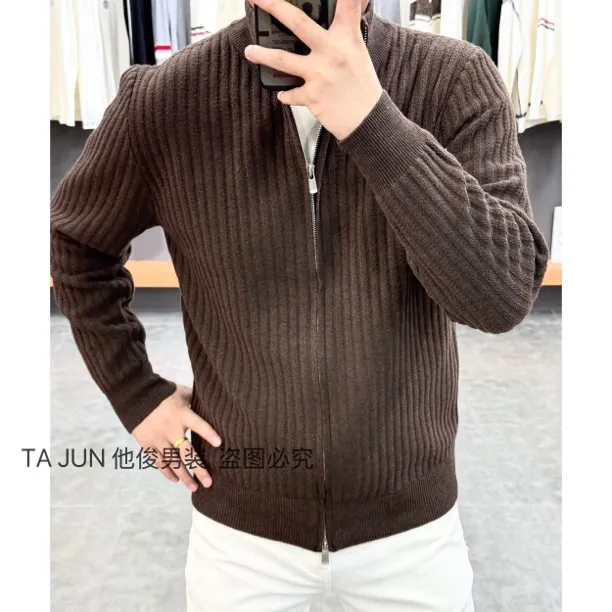 *他俊*新品秋冬立领拉链款商务休闲简约针织外套 32636