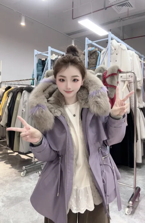 〈纪朵研〉1714秋冬高端新款洋气穿搭冬新款派克服