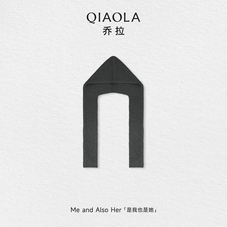 QIAOLA/乔拉【冬日氛围】秋冬季复古羊毛灰色围脖帽子+灰色羊毛围巾