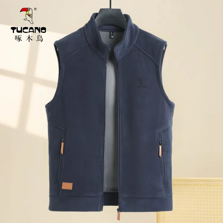 TUCANO/啄木鳥秋冬季男士爸爸摇粒绒加绒保暖马甲贴身内搭坎肩