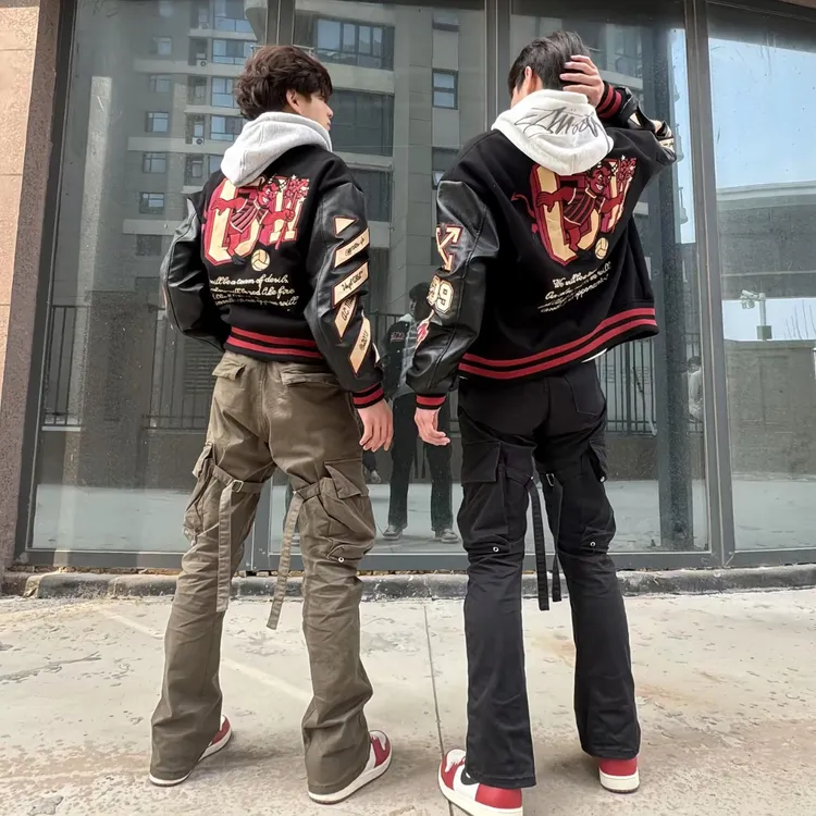 AC联名OFF美式vibe棒球服高街外套毛呢运动休闲夹克小众男女短款