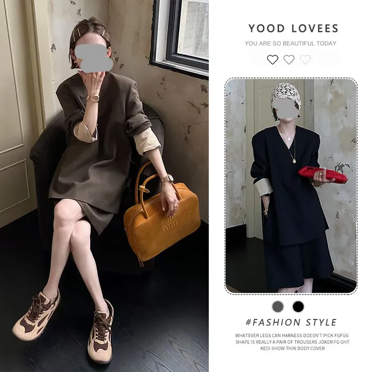2025春秋新款巨好看的韩系chic减龄通勤风咖色上衣五分裤两件套装