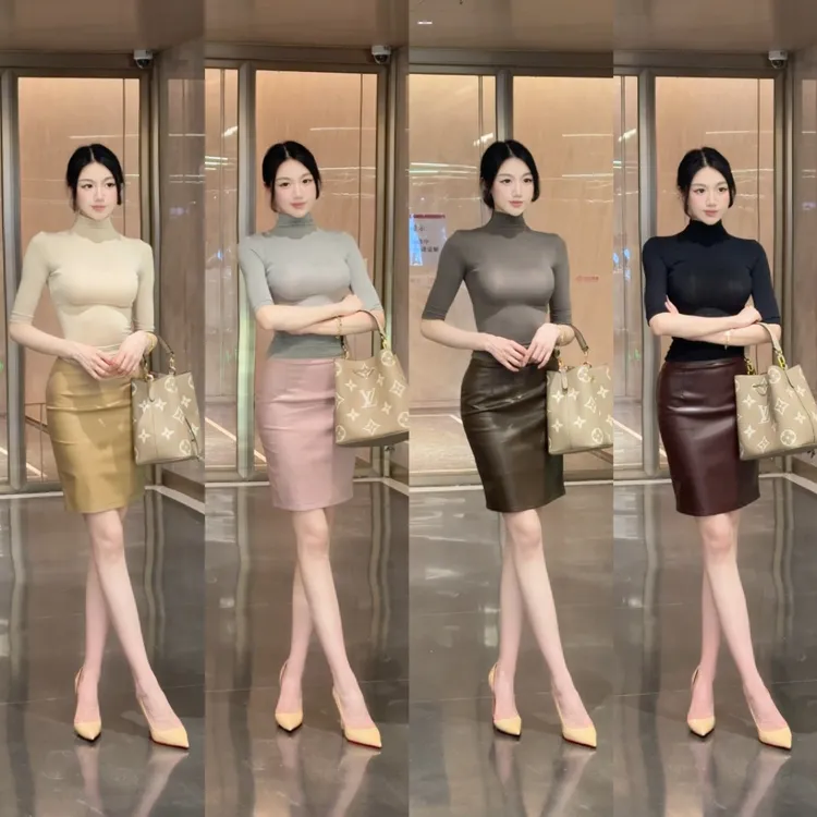 希野逸儿/性感微透显胸大半高领简约显身材中袖打底衫女秋款上衣